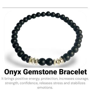 MENS | Gemstone Onyx Beaded Bracelet Gift Anniversary Boyfriend Christmas